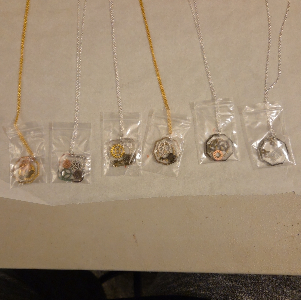 Acrylic Steampunk Hand Crafted Pendant Necklace